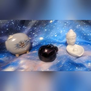 Lot of 3 ceramic & glass treasures, relics